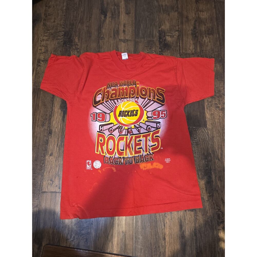 Vintage Houston Rockets 1995 Single Stitch NBA Championship Shirt Red XL